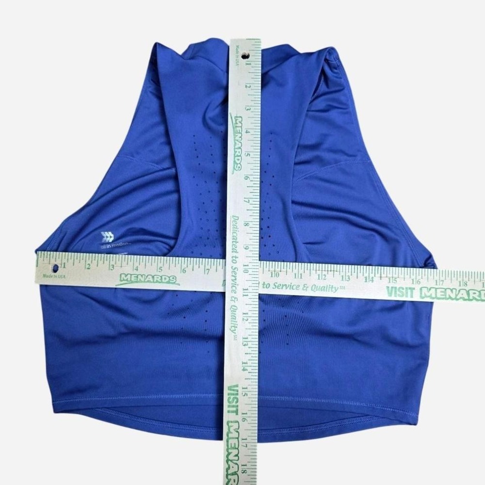 All In Motion Blue High Neck Racerback Perforated Active Crop Top XL - Picture 4 of 4